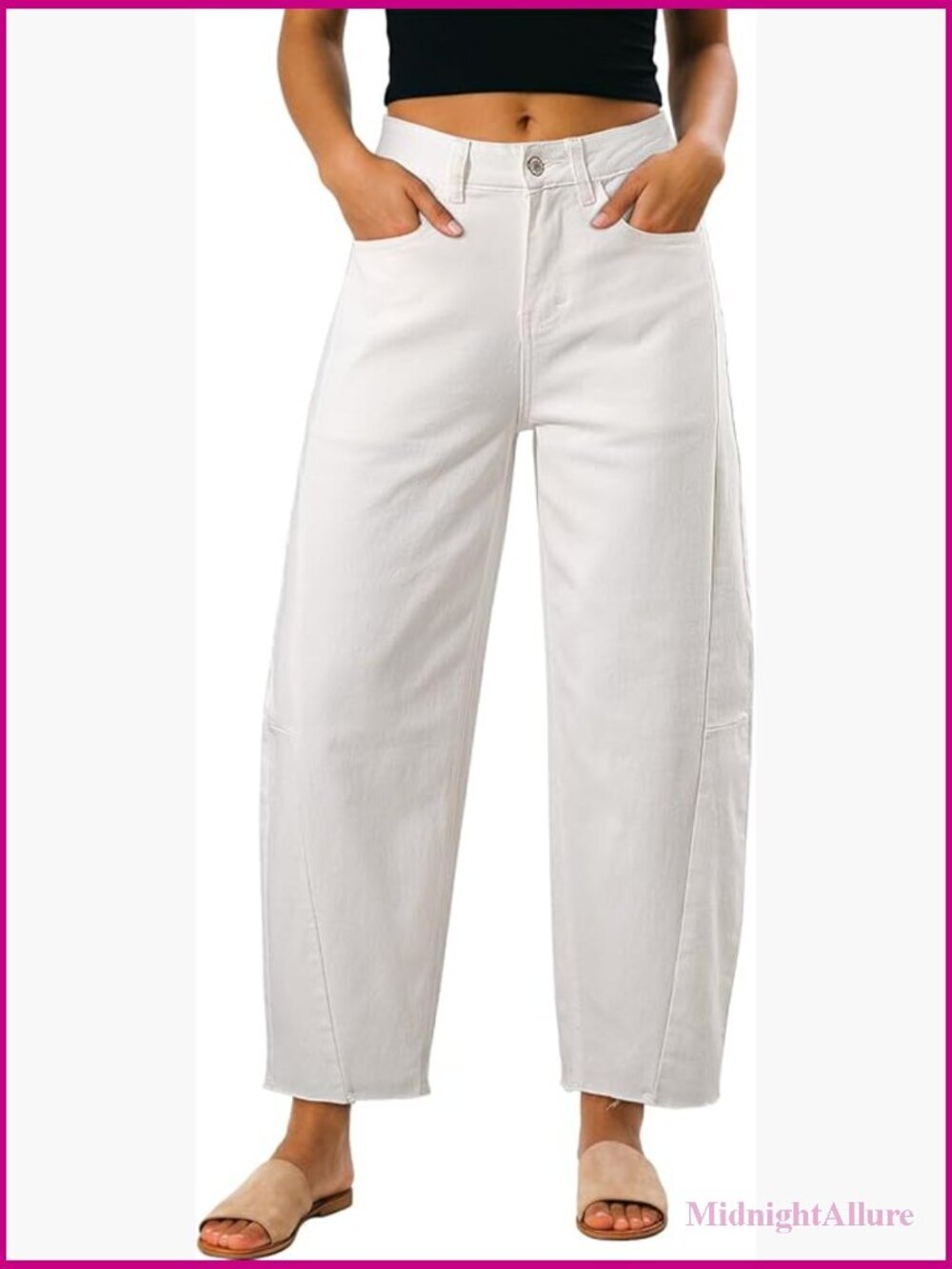 High Waisted Wide Leg Barrel Jeans Women Loose Baggy Denim Pants Pockets